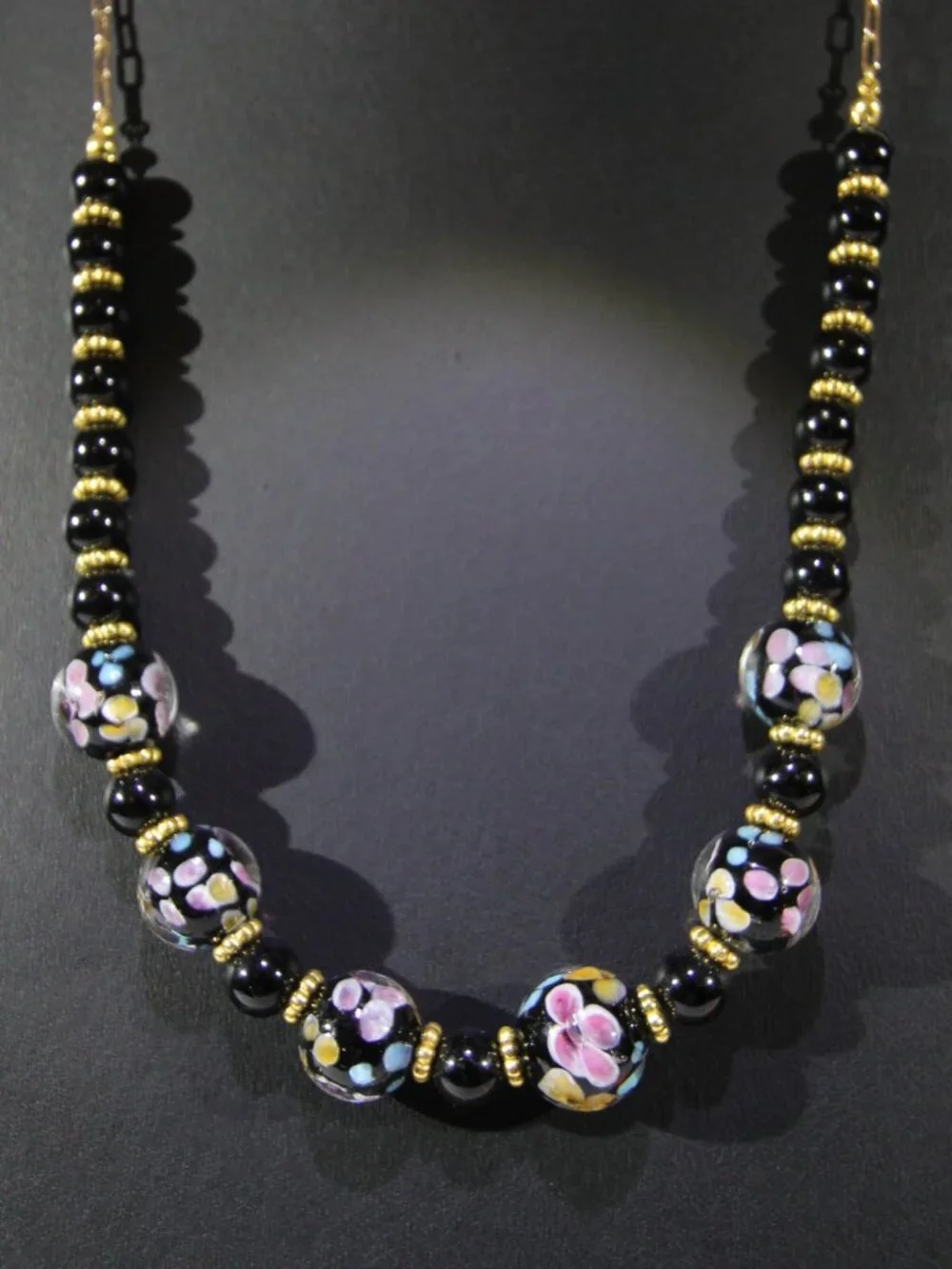 Murano Venetian Jewelry Set Necklace and Earrings Art Glass Bead Jewelry
